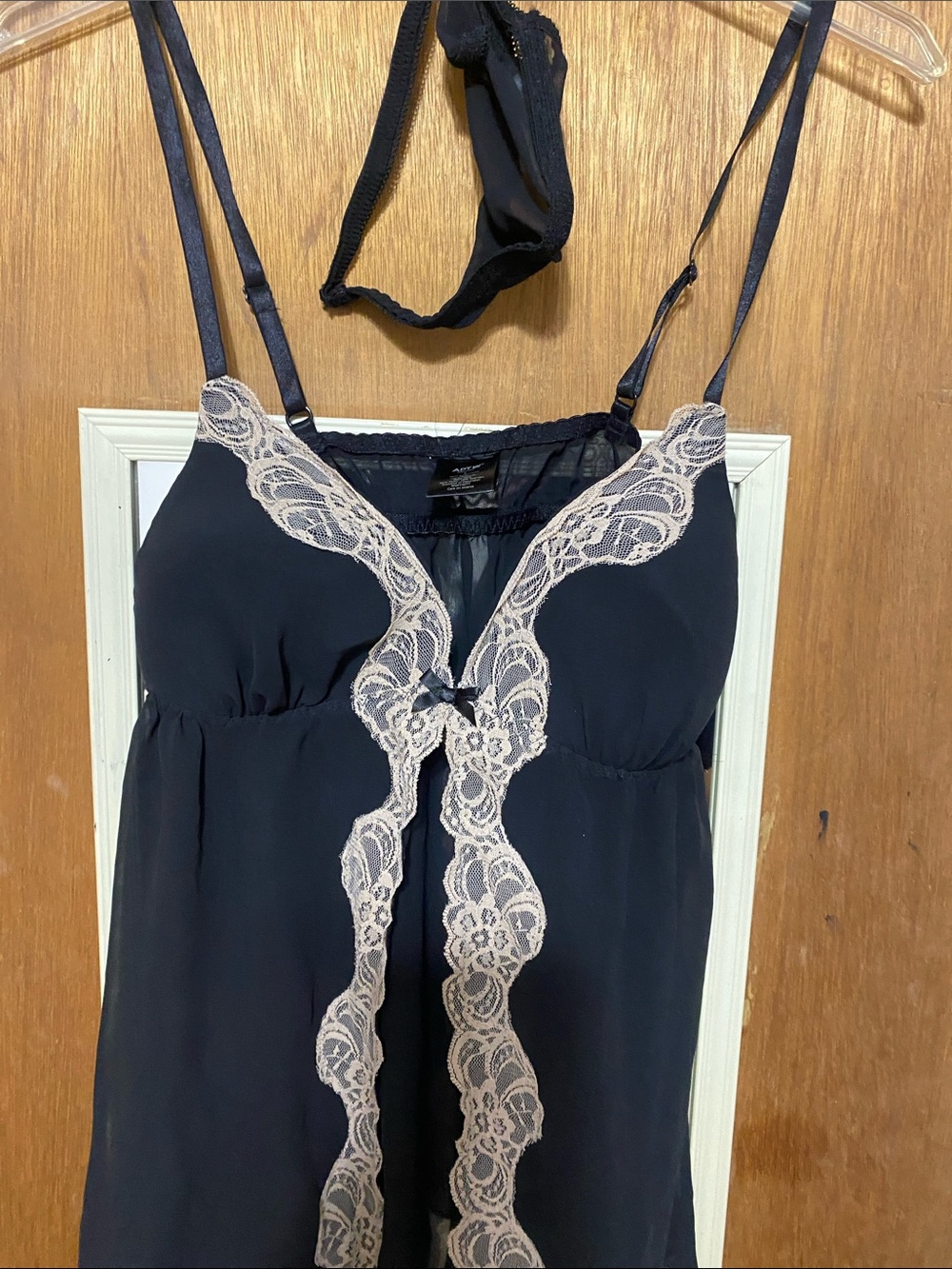 Apt. 9 Black Chemise with Cream Lace Trim